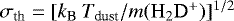 $\sigma_{\textrm{th}}=[k_{\textrm{B}}\:T_{\textrm{dust}}/m(\mathrm{H_2D^&#x002B;})]^{1/2}$