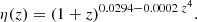 $$ \begin{aligned} \eta (z) = (1+z)^{0.0294 - 0.0002\;z^4}. \end{aligned} $$