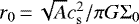 $r_{0}\,{=}\,\sqrt{A}c_{\mathrm{s}}^{2}/\pi G\Sigma_{0}$