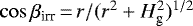$\cos\beta_{\textrm{irr}}\,{=}\,r/(r^2&#x002B;H_{\textrm{g}}^2)^{1/2}$