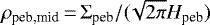 $\rho_{\textrm{peb,mid}}\,{=}\,\Sigma_{\textrm{peb}}/(\!\sqrt{2\pi}H_{\textrm{peb}})$