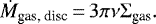 \begin{equation*} \dot{M}_{\textrm{gas, disc}}\,{=}\,3 \pi \nu \Sigma_{\textrm{gas}} .\end{equation*}