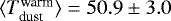 $\langle T_{\textrm{dust}}^{\textrm{warm}}\rangle=50.9\pm 3.0$