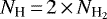 $N_{\textrm{H}}\,{=}\,2\,{\times}\,N_{\textrm{H}_2}$