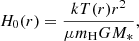 $$ \begin{aligned} H_0(r)=\frac{kT(r)r^2}{\mu m_{\rm H} G M_*}, \end{aligned} $$