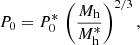 $$ \begin{aligned} P_0 = P_0^* \, \left(\frac{M_{\rm h}}{M_{\rm h}^*}\right)^{2/3}, \end{aligned} $$