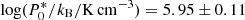 $ \log (P_{0}^* / k_{\mathrm{B}}/\mathrm{K\,cm}^{-3}) = {5.95\pm0.11} $