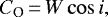 \begin{equation*} C_{\textrm{O}}\,{=}\,W\cos i ,\end{equation*}