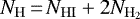 $N_{\mathrm{H}} \,{=}\, N_{\mathrm{HI}}&#x002B;2N_{\mathrm{H_2}}$