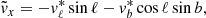 $$ \begin{aligned} \tilde{v}_x = -v_\ell ^*\sin {\ell } - v_b^*\cos {\ell }\sin {b}, \end{aligned} $$