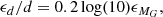 $$ \begin{aligned} \epsilon _d/d = 0.2\log (10) \epsilon _{M_G}, \end{aligned} $$