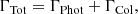 $$ \begin{aligned} \Gamma _{\mathrm{Tot} }= \Gamma _{\mathrm{Phot} } + \Gamma _{\mathrm{Col} }, \end{aligned} $$