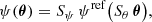 $$ \begin{aligned}&\psi (\boldsymbol{\theta }) = S_\psi \,\psi ^\mathrm{ref}\bigl (S_\theta \,\boldsymbol{\theta }\bigr ) {,} \end{aligned} $$