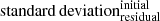 $ \mathrm{standard\,deviation}^{\mathrm{initial}}_{\mathrm{residual}} $