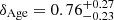 $ \delta_{\mathrm{Age}}= 0.76^{+0.27}_{-0.23} $