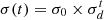 $ \sigma(t) = \sigma_0 \times \sigma_d^t $