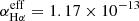 $ \alpha_{\mathrm{H}\alpha}^{\mathrm{eff}}=1.17 \times 10^{-13} $