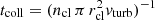 $ t_{\rm coll}=(n_{\rm cl}\,\pi\,r_{\rm cl}^2 v_{\rm turb})^{-1} $