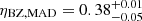 $ \eta_{\mathrm{BZ,MAD}}=0.38^{+0.01}_{-0.05} $