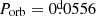 $ P_{\mathrm{orb}}=0{{\overset{\text{d}}{.}}}0556 $