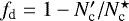 $f_{\textrm{d}} = 1- N&#x0027;_{\textrm{c}}/N^{\star}_{\textrm{c}}$