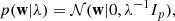 $$ \begin{aligned} p(\mathbf w |\lambda )=\mathcal{N} (\mathbf w |0,\lambda ^{-1}I_{p}), \end{aligned} $$