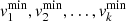 $ {\it v}_1^{\rm min}, {\it v}_2^{\rm min},\dots,{\it v}_k^{\rm min} $