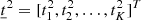 $ \underline{t}^2 = [t_1^2, t_2^2, \dots, t_K^2]^T $