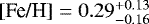 $\textrm{[Fe/H]}=0.29^{&#x002B;0.13}_{-0.16}$