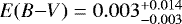 $E(B{-}V)=0.003^{&#x002B;0.014}_{-0.003}$