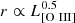 $ r \propto L_{\mathrm{[O~III]}}^{0.5} $