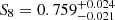 $ S_8=0.759^{+0.024}_{-0.021} $