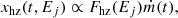 $$ \begin{aligned} x_{\rm hz}(t,E_{j})&\propto F_{\rm hz}(E_{j})\dot{m}(t), \end{aligned} $$