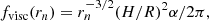 $$ \begin{aligned} f_{\rm visc}(r_{n}) = r_{n}^{-3/2}(H/R)^{2}\alpha /2\pi , \end{aligned} $$