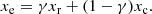 $$ \begin{aligned} x_\mathrm{e} = \gamma x_\mathrm{r} + (1-\gamma ) x_\mathrm{c} . \end{aligned} $$