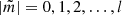 $ |\tilde{m}|= 0, 1, 2, \dots, l $