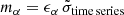 $$ \begin{aligned} m_\alpha = \epsilon _\alpha \, \tilde{\sigma } _{\mathrm{time\,series}} \end{aligned} $$