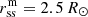$ r_{\mathrm{ss}}^{\mathrm{m}}=2.5\,R_\odot $