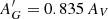 $ A_G^\prime = 0.835\,A_V $