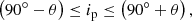 $$ \begin{aligned} \left( 90^\circ - \theta \right) \le i_{\rm p} \le \left( 90^\circ + \theta \right), \end{aligned} $$