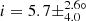 $ i=5.7 \pm^{2.6\circ}_{\mathrm{4.0}} $