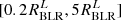 $ [0.2R_{\mathrm{BLR}}^{L}, 5R_{\mathrm{BLR}}^{L}] $