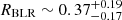 $ R_{\mathrm{BLR}}\sim 0.37^{+0.19}_{-0.17} $