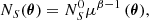 $$ \begin{aligned} N_S(\boldsymbol{\theta }) = N^0_S\mu ^{\beta -1}\,(\boldsymbol{\theta }), \end{aligned} $$
