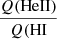 $ \frac{Q(\mathrm{HeII})}{Q(\mathrm{HI}} $