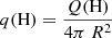 $ q(\mathrm{H})=\frac{Q(\mathrm{H})}{4 \pi\ R^2} $