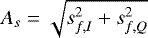 $A_s = \sqrt{s_{f,I}^2 &#x002B; s_{f,Q}^2}$