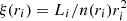 $ \xi(r_{i})=L_{i}/n(r_{i}) r_{i}^2 $