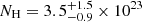 $ N_{\mathrm{H}} = 3.5^{+1.5}_{-0.9} \times 10^{23} $