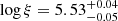 $ \log\xi = 5.53_{-0.05}^{+0.04} $